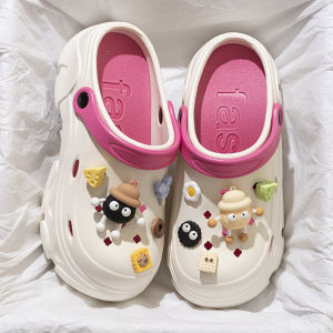 [Free Shipping] Eva Thick-Soled WomenS Outdoor Clogs 2025 Summer Model Non-Slip Beach High-Heeled Sandals Height-Increasing Cartoon Design
