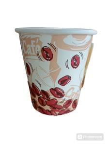 แก้วกระดาษมีหูพิมพ์ลาย คละลาย แก้วกาแฟร้อน 8.5 oz. (50 ใบ/แพ็ค) (#51/58)