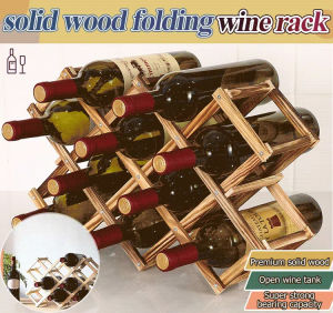 Solid Wood Creative Folding Wine Rack