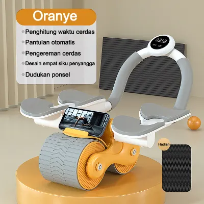 Rebound otomatis Ab Wheel Ab Roller Wheels Plank Trainer 2 in1 Waktu yang cerdas Tikar berlutut gratis Kapasitas bantalan 500kg Abdominal Core Roller Automatic Rebound Olahraga Gym Fitness Push Up