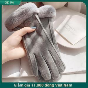 QK FA ✨ Găng tay lông cừu lót Găng tay thời trang mùa thu mùa đông dễ thương lông ấm găng tay đầy đủ ngón tay Găng tay nữ thể thao ngoài trời