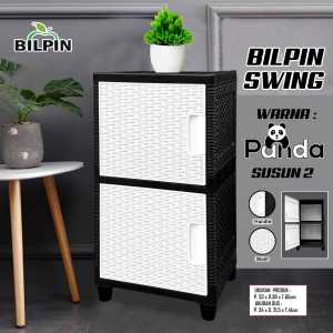 AKAKO Lemari Plastik PANDA KUNCI HITAM PUTIH Susun 2 3 4 5 Pintu Laci