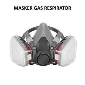 INDUSTRIAL SAFETY HALF FACEPIECE MASK MASKER KESEHATAN GAS RESPIRATOR DOUBLE CARTRIDGE FILTER PENYARING UNTUK LAB POLUSI UDARA ASAP FOGGING BAU NGECAT CAT ANTI GAS KIMIA AMONIA ACID BERACUN DEBU VIRUS CHEMICAL MASK 6200 FULL SET LENGKAP MURAH ORIGINAL