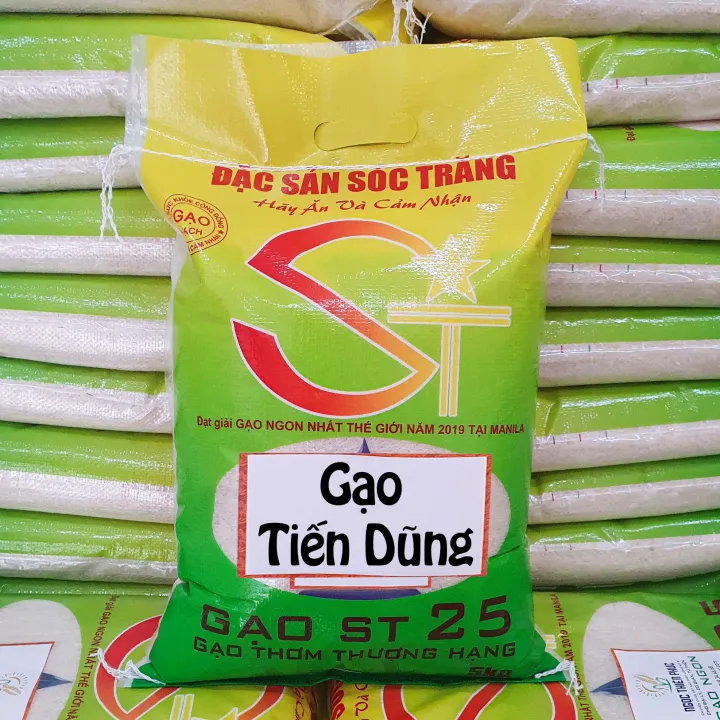 Gạo ST25 5kg Loại 2 Đặc Sản Sóc Trăng - Dẻo Nhẹ Mềm Cơm Không Nở - Gạo Tiến Dũng