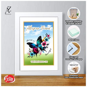 Bingkai Foto + Kaca 17R/12R Jumbo 40X30cm Minimalis Foto Keluarga Besar Jumbo Minimalis Ukir Frame pigura vigura figura
