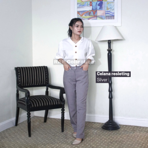 RAP - Celana Kancing Syakira Silver-Celana Kerja-Celana Syakira