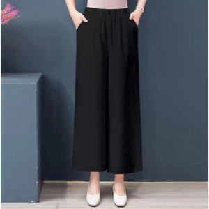 Quần trung niên nữ ống suông lưng thun quần dài nữ bigsize chất liệu đũi mềm nhẹ mát [ Shop Phát Tài 90 ]