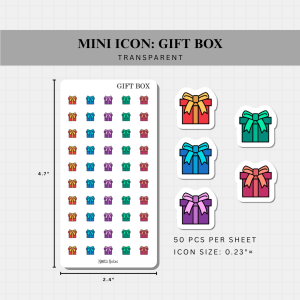 Mini Icon: Gift Box | Transparent Vinyl Sticker for planners journals etc.