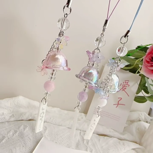 Jellyfish Wind Chime Pendant Phone Charm With Glass Lilies of The Valley Designs for Trendy Women Daily Casual Use