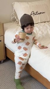 Baby autumn clothes childrens pajamas two-piece set autumn clothing childrens autumn tops and pants set boys home wear