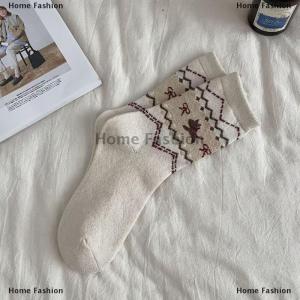 [COD] Home Fashion 5 Pairs Autumn Winter New Vintage Dog Socks Bow Cartoon Cute Simple Color Middle Socks Fashionable Versatile Womens Socks