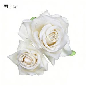 NEXTYOO Girls Elegant Festival Bridesmaid Hair Jewelry Bridal Flower Hair Clip Wedding Accessories Double Rose Hairpin