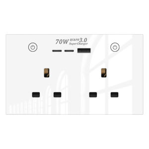 WIFI Smart Tuya USB Type C PD 65W Wall Socket UK Plug Outlet Power Touch Switch Wireless Remote by Alexa Home Smart Home