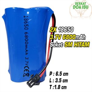 Baterai Charger Mainan Anak RC Type DOUBLE 2X 18650 3.7V 6800mAh Soket SM HITAM 2 pin