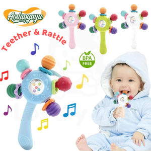 Aoduoyaya Baby Sensory Teether Toys Rattle Stick 6-12 Months Montessori Developmental Toys Game Hand Grip Rattle Ball Infant Chew Toys