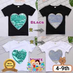 Kaos Sequin Usap Anak Perempuan Impor Love Bisa Berubah Warna Size 4-9th