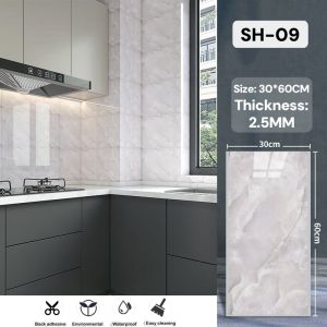50PCS 30x60cm Marble Wallpaper PVC Vinyl Tiles For Kitchen Venyl Tiles Sticker Waterproof Adhesive