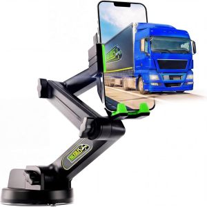 Cell Phone Mount for Truck Phone Holder for Truck Drivers - Heavy Duty Suction Cup iPhone Holder for Dashboard Window 16.9 inch Long for iPhone & Samsung 18 Wheeler Trucker Gray