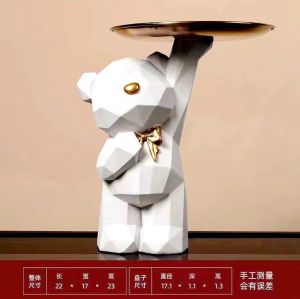 AU resin crafts geometric faceted bear storage ornaments for home TV cabinet candy entryway display