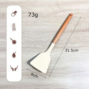 Bộ Dụng Cụ Nấu Ăn Bằng Silicone Cán Gỗ Chống Dính Chịu Nhiệt Độ Cao-HAUSE