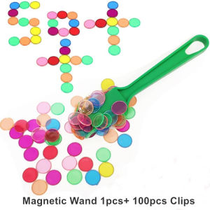 Magnetic Bingo Wand with 100pcs Chips Sets Math Learning Education Toys Classroom Magnet Lab Kit Science Experiment Tools Magnetism Resource