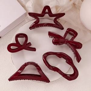 2026 Hot Sale [ Shipped from China ] Festive Ankara red hair clip for updos at the back of the head large shark clip for thick hair hair accessory for women B3