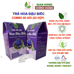 Combo 2 hộp trà hoa đậu biếc túi lọc Bảo Khang 80 gói hoa đậu biếc tiểu buốt tiểu dắt tiêu đờm thanh nhiệt tốt cho tim và mắt