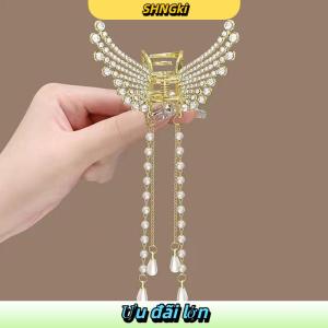 SHNGki Tinh tế Rhinestone bướm tua tóc Claw Clip Hàn Quốc mới ponytail Braid ngọc trai Kẹp Tóc Cô Gái cua kim loại mũ Quà Tặng