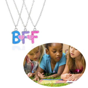 3 Pieces-set Best Friend Friendship Necklace Metal Chain Magnetic BFF Letter Pendant Men And Women Fashion Gift