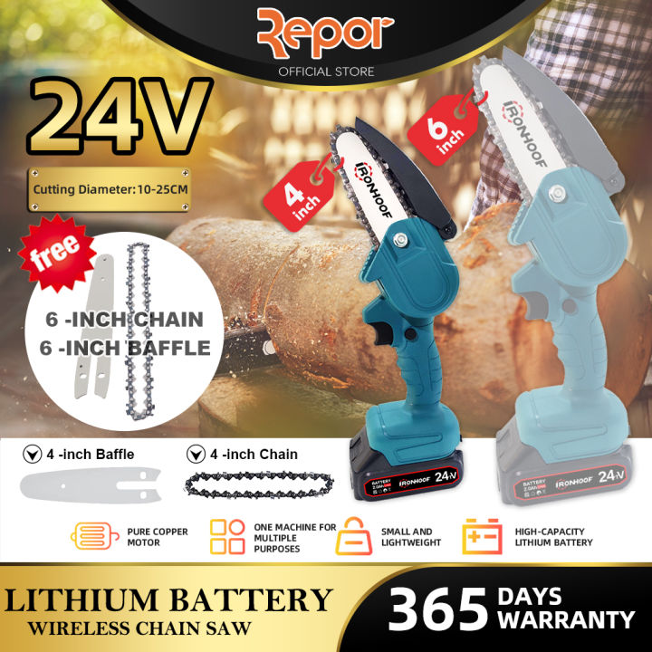 Mini Chainsaw Cordless Electric Chainsaw 24V Battery Portable Chainsaw ...