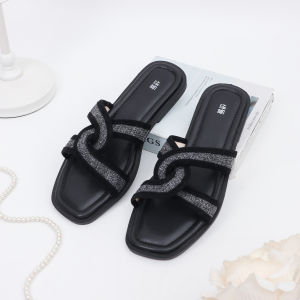 [BELI LOKAL] LAYLA - Sandal Slip Tali Silang Sendal Korea Teplek Slop Flat Kantor Kondangan Kekinian