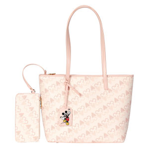 Disney Mickey Mouse Pink Tote Bag Simple & Elegant with Small Back Pocket Mini Pouch Prefect Gift for Girl Women