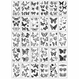 Dorisna 30 Sheets Black Butterfly Tattoo Stickers Waterproof Disposable Temporary Transfer Tattoo Women Men Hand Body Fake Tattoos Decoration