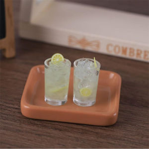 【Clementty】 2 PCS Bag Miniature Toy Ice Drinks Micro Landscape Ornaments Dollhouse Toys Accessories Doll House Kitchen Decoration Kids Gifts