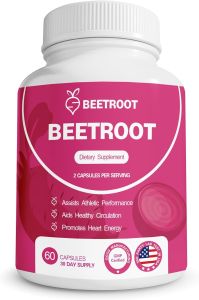 Beetroot Capsules – 1300mg Non-GMO Beet Root Powder Supplement – 60 Vegan Capsules for Natural Energy Blood Flow & Endurance Support