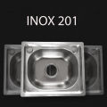 Chậu rửa chén bát đơn chất liệu inox 201, chậu 1 hố kích thước 37x42cm, đã kèm bộ xả thoát nước. 