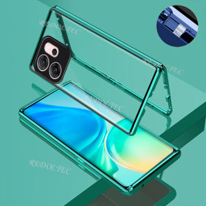 สำหรับ OPPO Reno 14F 5G ใหม่เคส360ป้องกันเลนส์เต็มรูปแบบกล่องโลหะแม่เหล็กสำหรับ OPPO Reno 14 F Reno14F กระจกด้านหน้าด้านหลังสองด้านฝาครอบโทรศัพท์เต็มรูปแบบกับล็อคหัวเข็มขัด