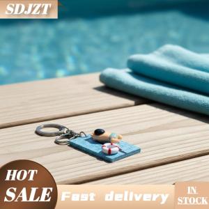 SDJZT Màu xanh màu vàng bơi Keychain phong cách Hồ Bơi Xe vòng chìa khóa mặt dây chuyền cho bơi lội Ba lô Ví chủ món quà thiết thực