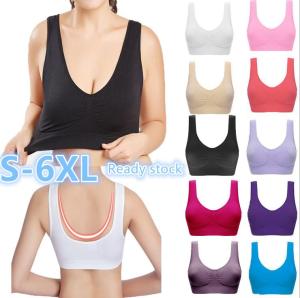 Co Dãn Không Viền Yoga Thể Thao Áo Ngực Wirefree Áo Ngực Với Miếng Đệm Có Thể Tháo Rời Cho Phụ Nữ Phụ Nữ Hỗ Trợ Đầy Đủ Màu Đen Ngoại Cỡ Trắng