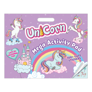 Unicorn Mega Activity Book Pad With Colouring Puzzles Mazes & 100+ Stickers For Kids