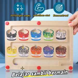 UNIK Mainan PAPAN BOLA MAGNET magnetic maze toys mainan edukasi anak kayu mainan magnet anak belajar berhitung belajar warna P038