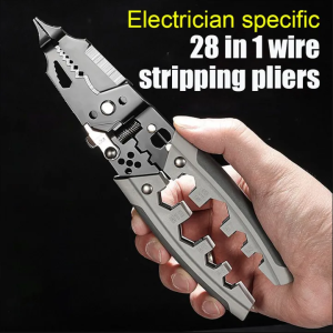 Multifunctional wire stripping pliers 28 in 1 powerful wire pulling pliers for cutting pressing branching winding and peeling electrical pliers