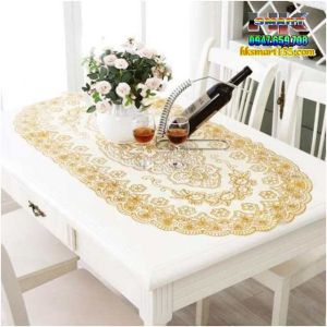 Tấm Khăn Trải Bàn Bằng Nhựa Họa Tiết Nổi Không Thấm Nước Kích Thước 60x120cm