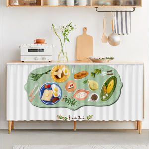 ผ้าม่านเคาท์เตอร์ครัว ผ้าม่านปิดตู้ พร้อมรางสไลด์ มีกาวในตัว ไม่ต้องเจาะ ใช้สำหรับปิดซิงค์ ปิดเคาท์เตอร์ครัว