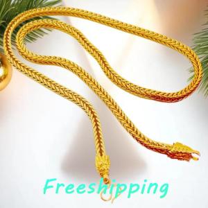 baoxue Hợp kim mạ vàng đầu rồng Fox đuôi Vòng cổ 6mm giả vàng cá nhân vuông Fox đuôi Vòng Cổ Chuỗi