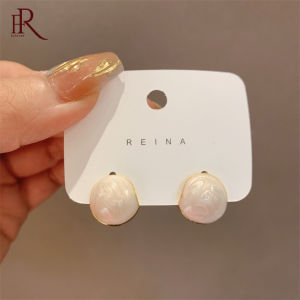 Frascati Simple Design Oil-spot Glaze Metal Splice Round Ball Ear Buckle Fashion Jewelry Party Girls Accessories Earrings