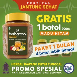 Paket 4 botol HERBARASHI Herbal Madu Hitam Pahit Bawang Putih 400ml