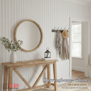 EZ Art Herringbone White wallpaper Wooden Self-Adhesive Thick Waterproof Peel And Stick 10m*45cm