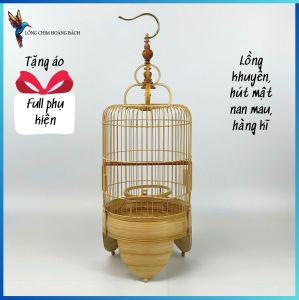 Lồng chim khuyên lồng chim hút mật trơn chất liệu trúc cật hàng kĩ tặng Full phụ kiện đồng đẹp