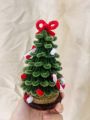 Tặng đèn led trang trí - Cây thông noel handmade bằng kẽm nhung xinh xắn trang trí bàn làm việc, bàn học. 